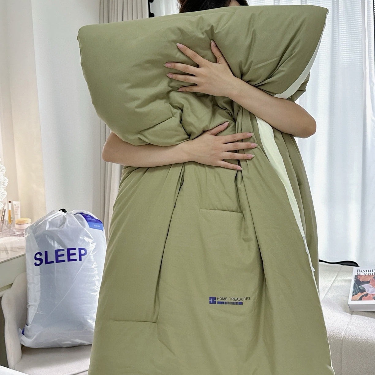 91家纺网 家纺一手货源 找家纺 （总）兜米家居 2025新款某朵酒店同款秋冬保暖深睡控温被芯一体绗缝（不可拆卸）