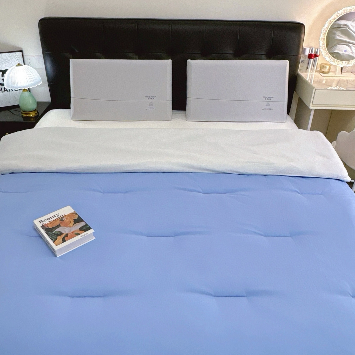 91家纺网 家纺一手货源 找家纺 兜米家居 2025新款某朵酒店同款秋冬保暖深睡控温被芯一体绗缝（不可拆卸） 天晴蓝