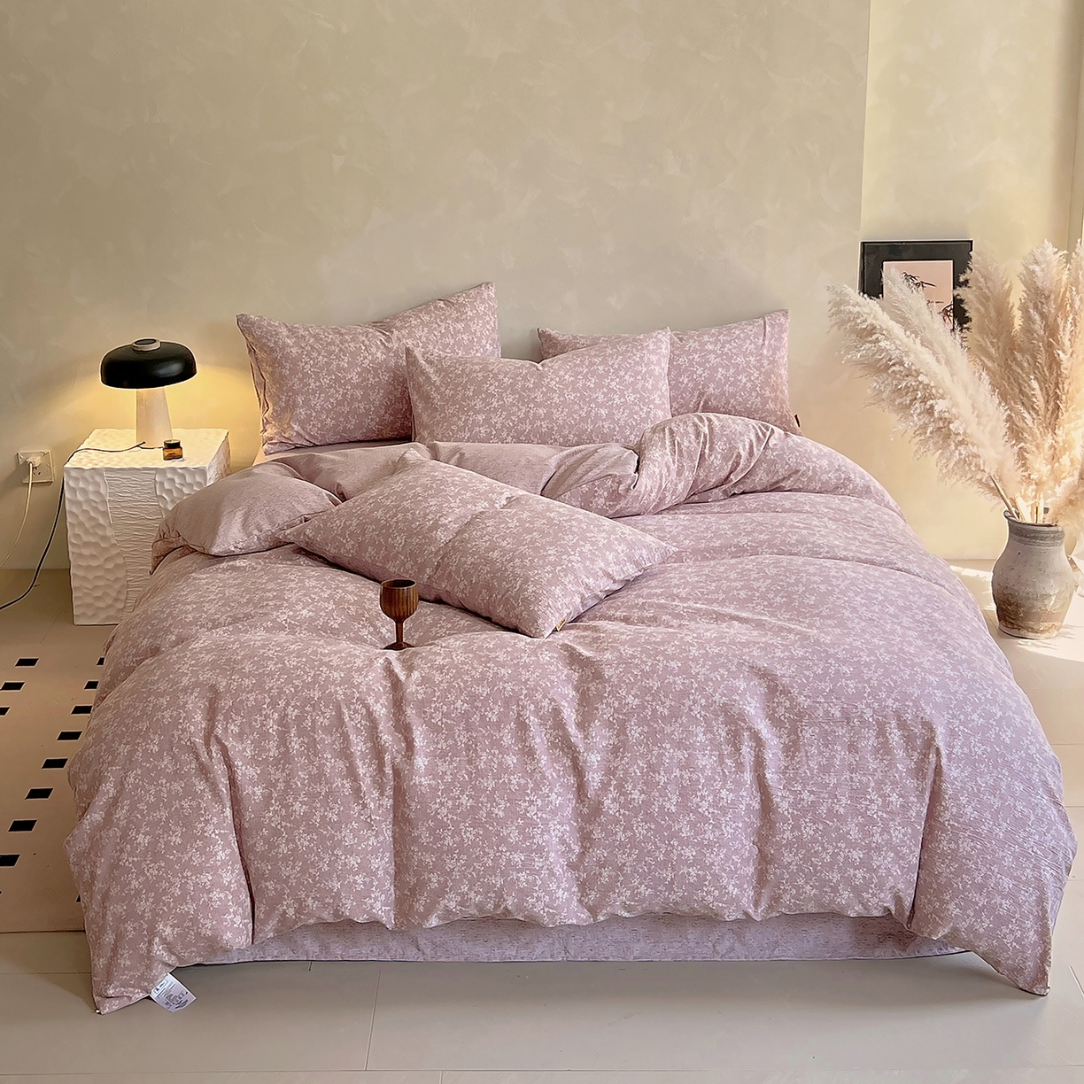 91家纺网 家纺一手货源 找家纺 （总）灿哈家纺 2025新款高克重复古风亚麻原麻水洗棉四件套-风格二