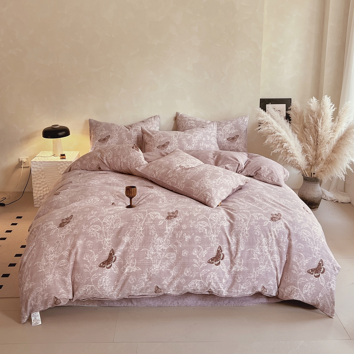 91家纺网 家纺一手货源 找家纺 （总）灿哈家纺 2025新款高克重复古风亚麻原麻水洗棉四件套-风格二