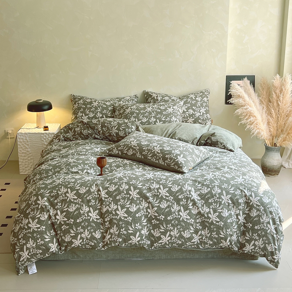 91家纺网 家纺一手货源 找家纺 （总）灿哈家纺 2025新款高克重复古风亚麻原麻水洗棉四件套-风格二