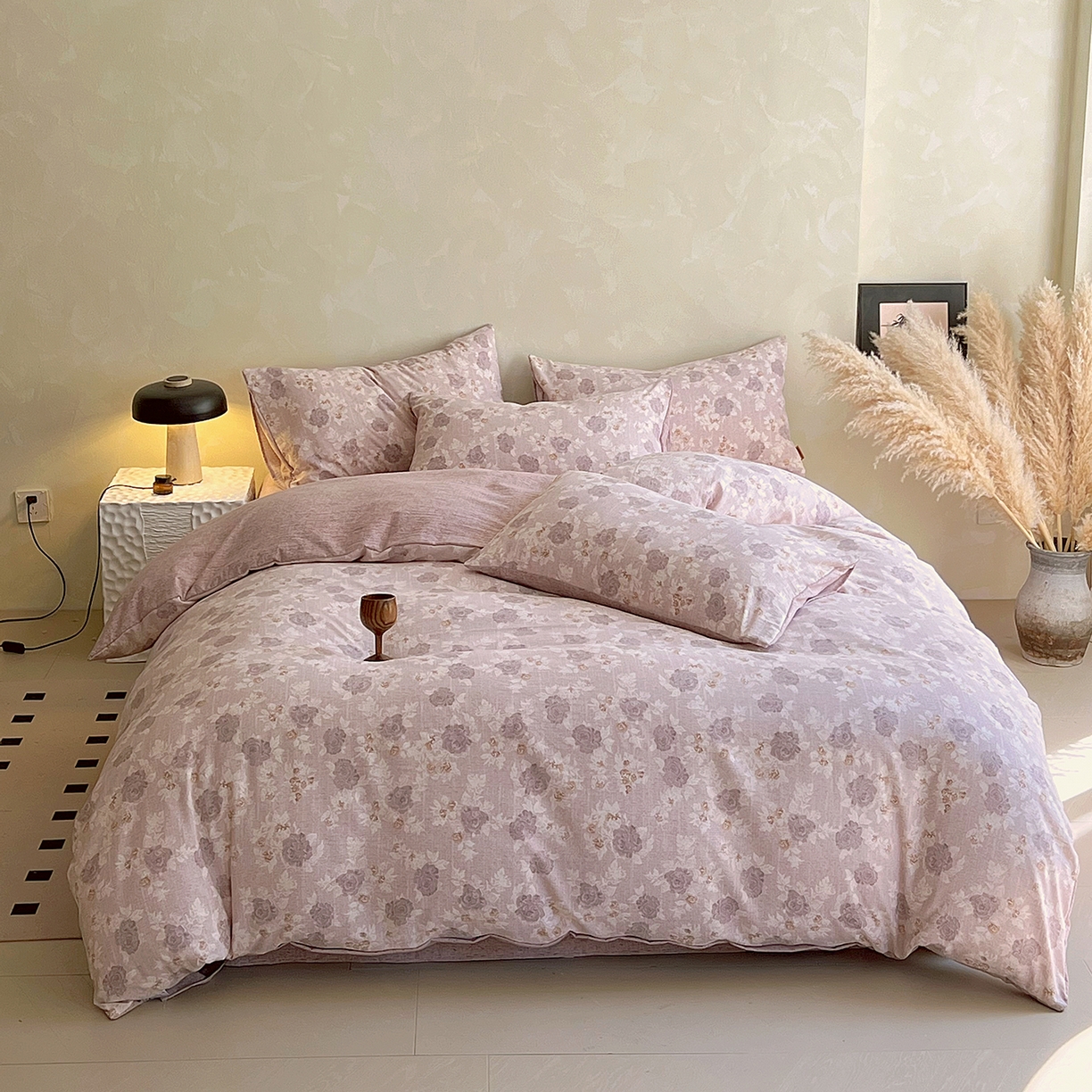 91家纺网 家纺一手货源 找家纺 （总）灿哈家纺 2025新款高克重复古风亚麻原麻水洗棉四件套-风格二