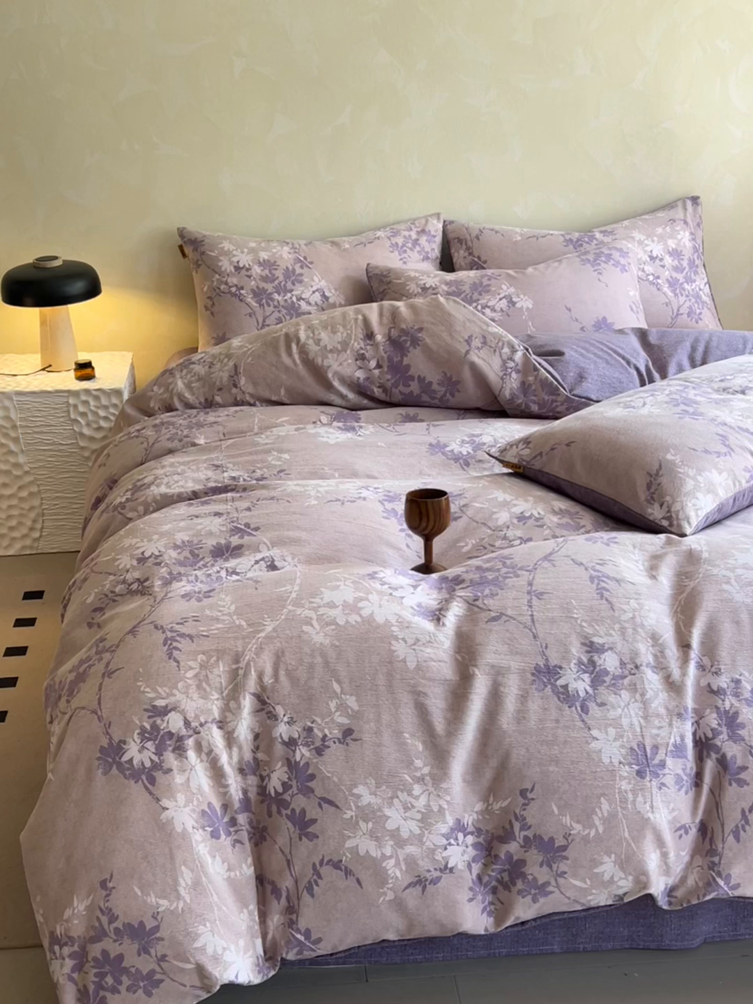 91家纺网 家纺一手货源 找家纺 灿哈家纺 2025新款高克重复古风亚麻原麻水洗棉四件套-风格二 花影