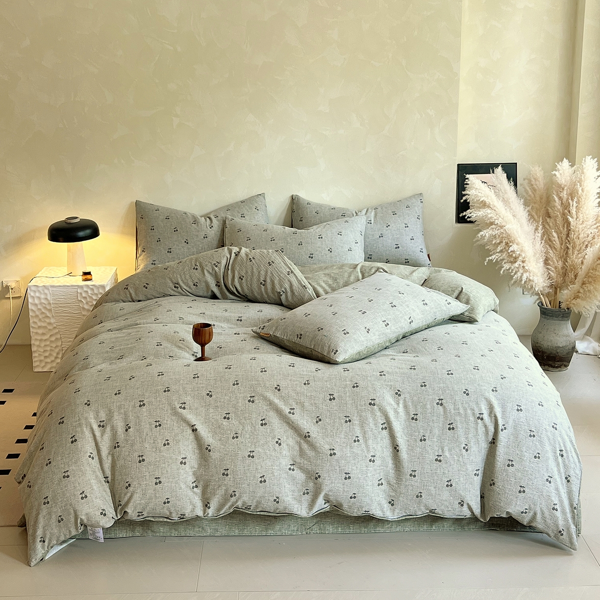 91家纺网 家纺一手货源 找家纺 灿哈家纺 2025新款高克重复古风亚麻原麻水洗棉四件套-风格二 晓雅