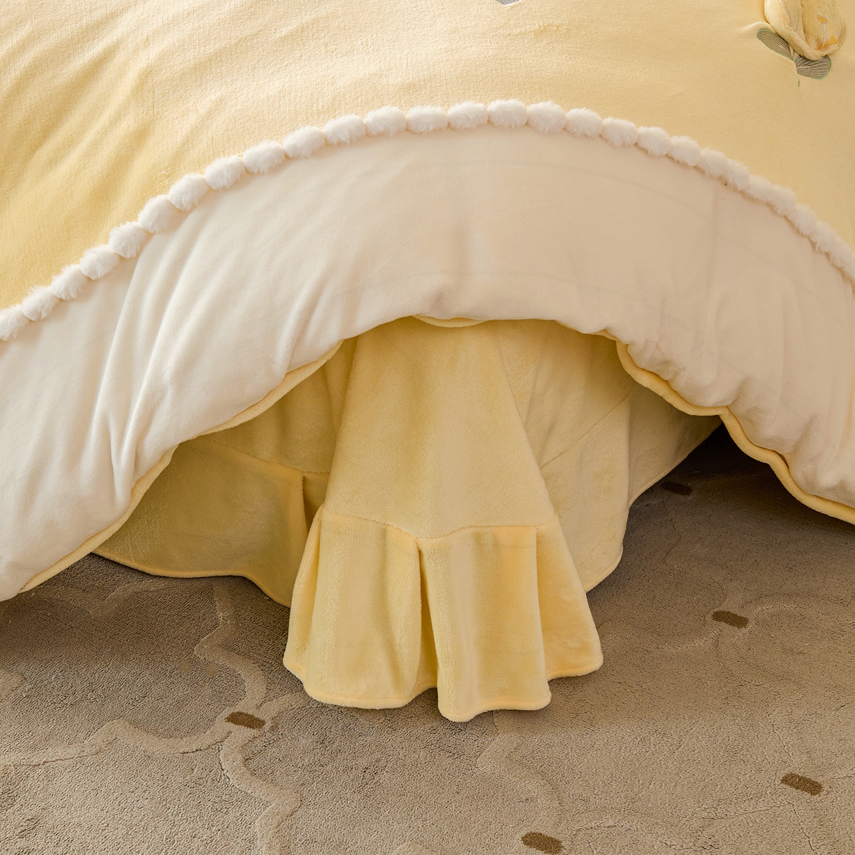 91家纺网 家纺一手货源 找家纺 （总）合欢（原天一阁） 2025新款A类高克重全消光韩版牛奶绒刺绣四件套-郁金香