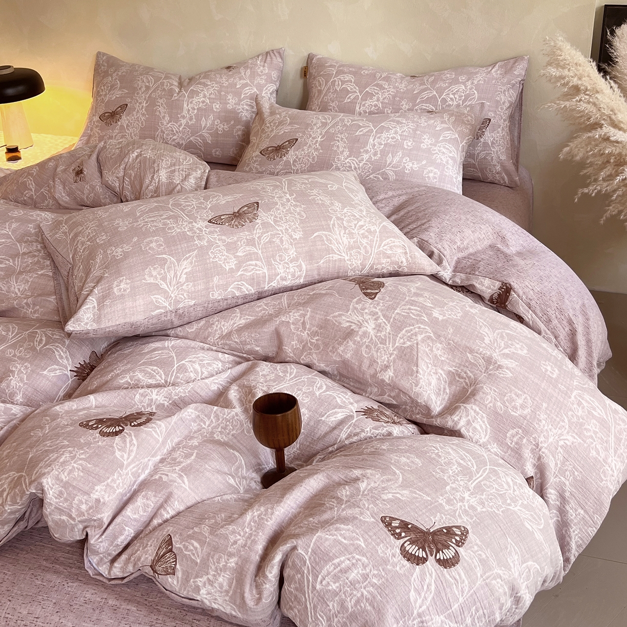 91家纺网 家纺一手货源 找家纺 （总）灿哈家纺 2025新款高克重复古风亚麻原麻水洗棉四件套-风格三