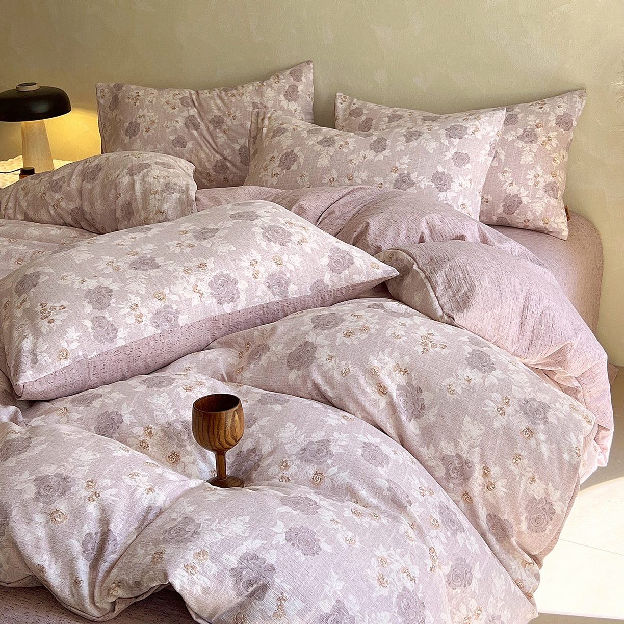 91家纺网 家纺一手货源 找家纺 （总）灿哈家纺 2025新款高克重复古风亚麻原麻水洗棉四件套-风格三