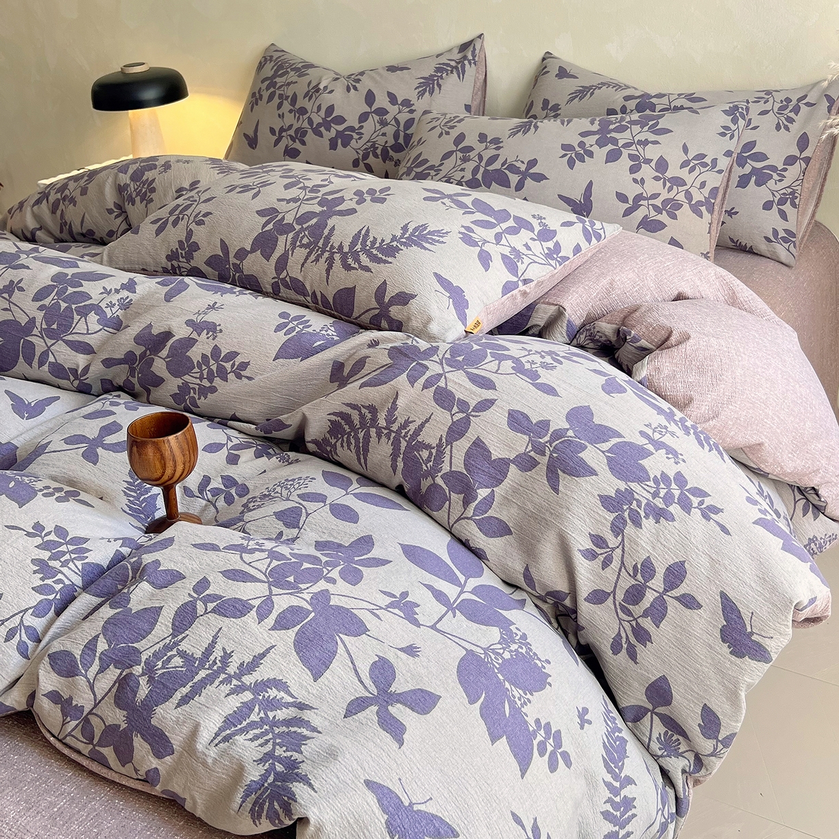 91家纺网 家纺一手货源 找家纺 （总）灿哈家纺 2025新款高克重复古风亚麻原麻水洗棉四件套-风格三