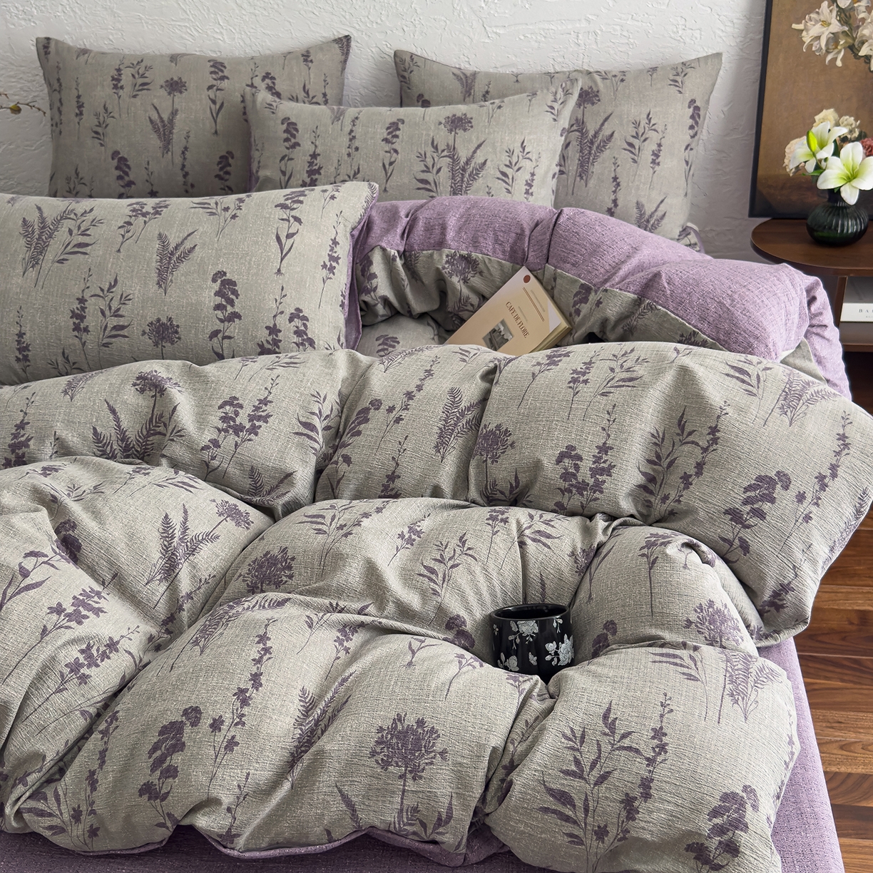 91家纺网 家纺一手货源 找家纺 （总）灿哈家纺 2025新款高克重复古风亚麻原麻水洗棉四件套-风格三