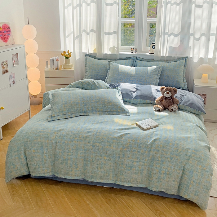 91家纺网 家纺一手货源 找家纺 （总）优选直播新款全棉磨毛喷气印花四件套加厚纯棉三件套（一字绣工艺款）学生三件套