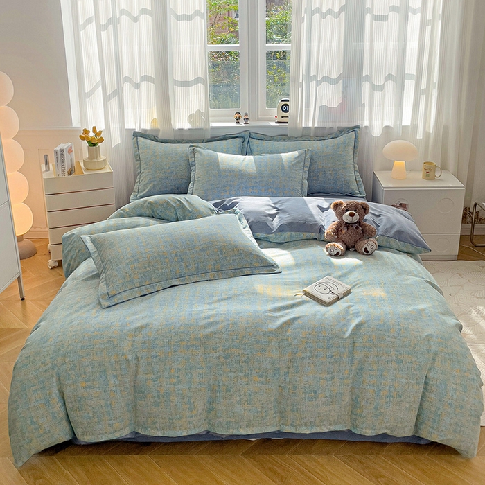 91家纺网 家纺一手货源 找家纺 （总）优选直播新款全棉磨毛喷气印花四件套加厚纯棉三件套（一字绣工艺款）学生三件套