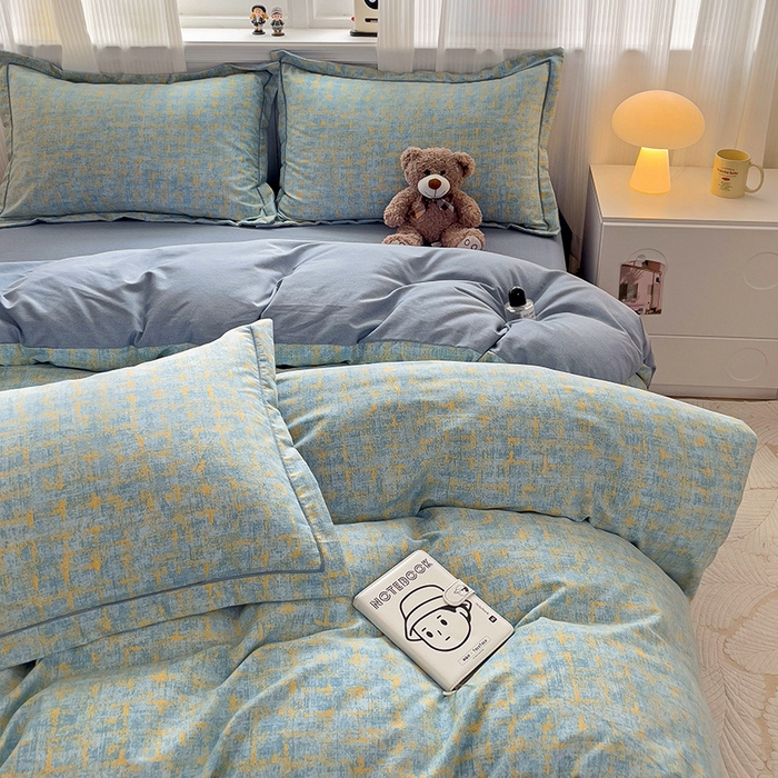 91家纺网 家纺一手货源 找家纺 （总）优选直播新款全棉磨毛喷气印花四件套加厚纯棉三件套（一字绣工艺款）学生三件套