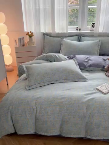 91家纺网 家纺一手货源 找家纺 （总）优选直播新款全棉磨毛喷气印花四件套加厚纯棉三件套（一字绣工艺款）学生三件套