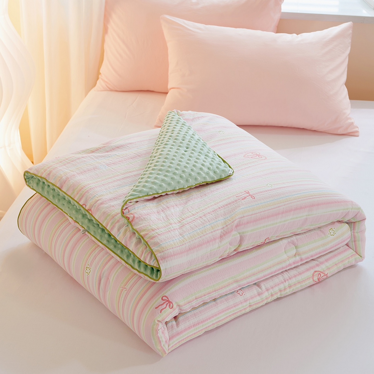 91家纺网 家纺一手货源 找家纺 （总）玖琳家纺 2025新款特价双层纱豆豆被全尺寸