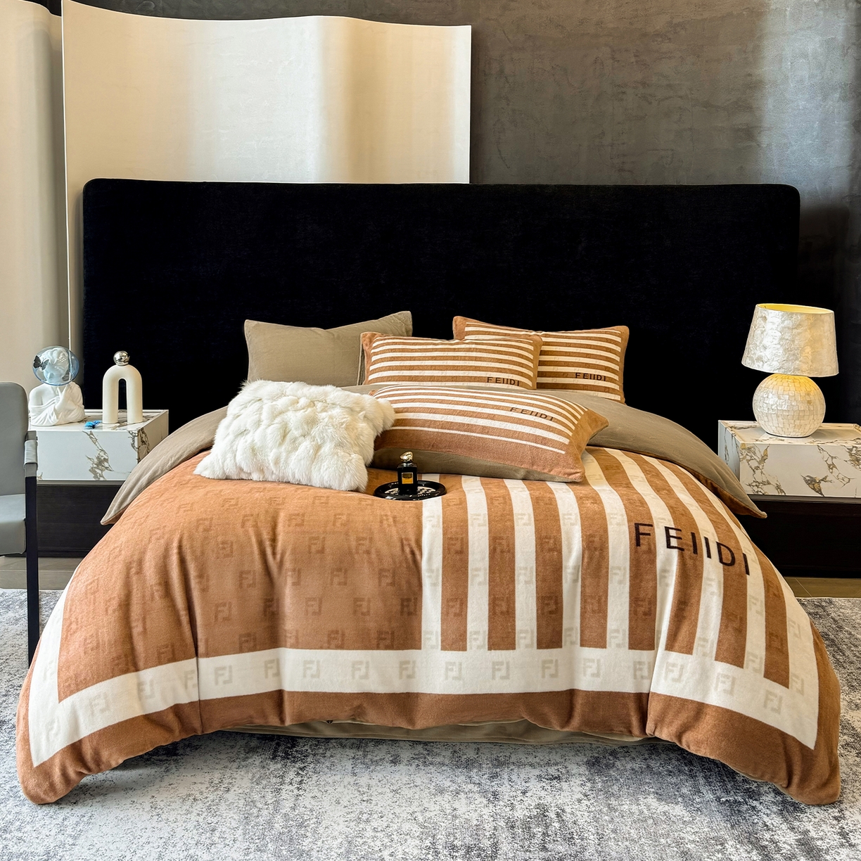 91家纺网 家纺一手货源 找家纺 （总）奥汀洛家纺 2025新款数码印花獭兔绒牛奶绒加厚四件套