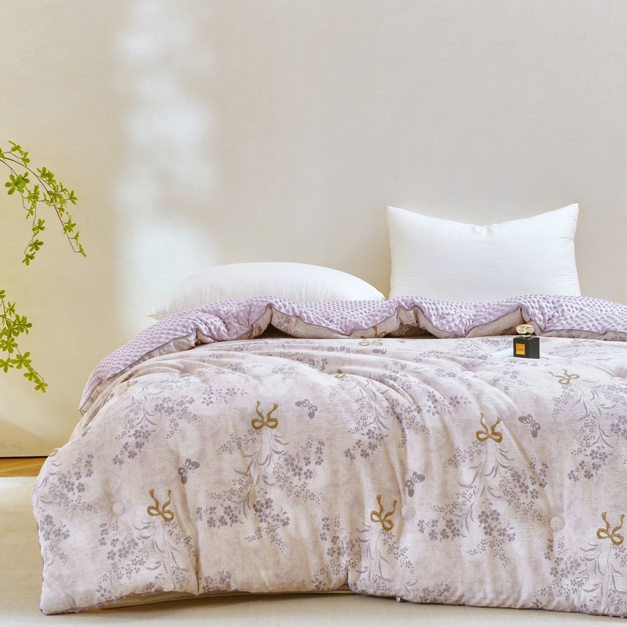 91家纺网 家纺一手货源 找家纺 玖琳家纺 2025新款特价双层纱豆豆被全尺寸 花姿豆沙