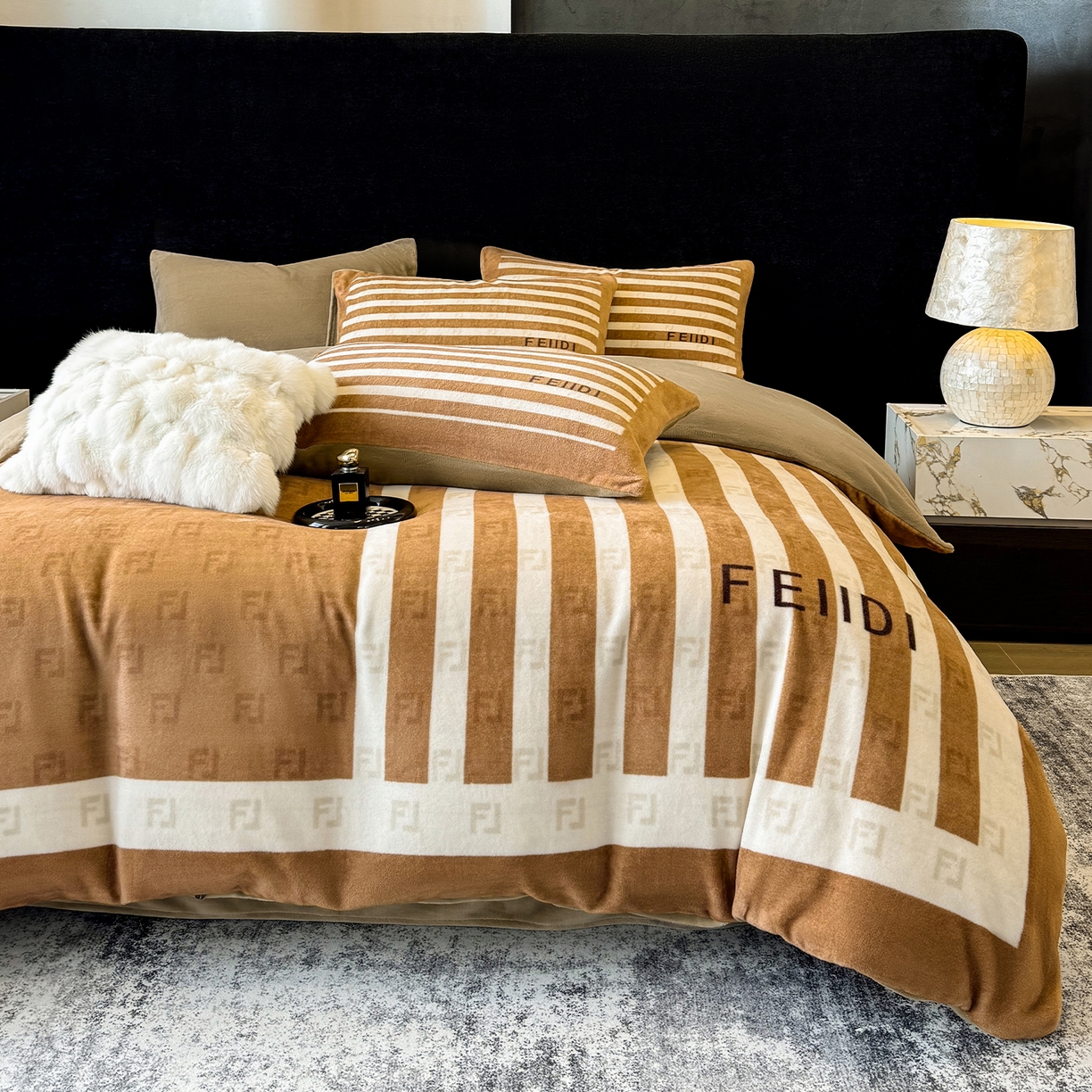 91家纺网 家纺一手货源 找家纺 奥汀洛家纺 2025新款数码印花獭兔绒牛奶绒加厚四件套 威廉