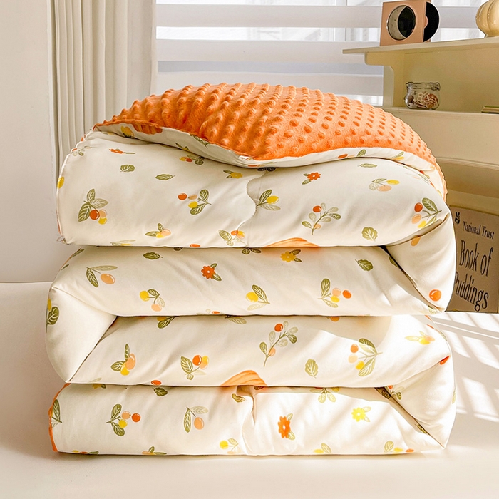 鑫缘家纺 2025新款亲肤舒适豆豆绒双面大豆被被子被芯 可爱南瓜