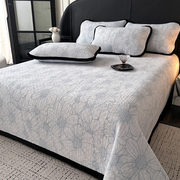 卡罗兰 2025新款加绒加厚牛奶绒床盖 向阳花-蓝