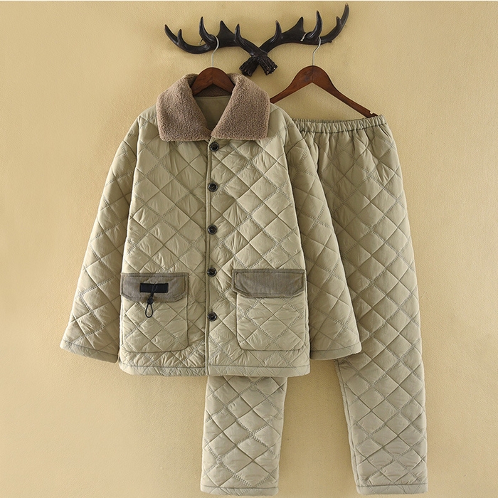 91家纺网 家纺一手货源 找家纺 （总）洛兰沙家居馆 2025新款只代发新款防风防水梭织夹棉睡衣男冬季三层加厚保暖轻盈不臃肿冬天抗风抗