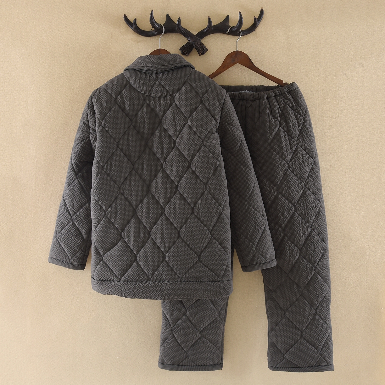 （总）洛兰沙家居馆 2025新款只代发新款防风防水梭织夹棉睡衣男冬季三层加厚保暖轻盈不臃肿冬天抗风抗