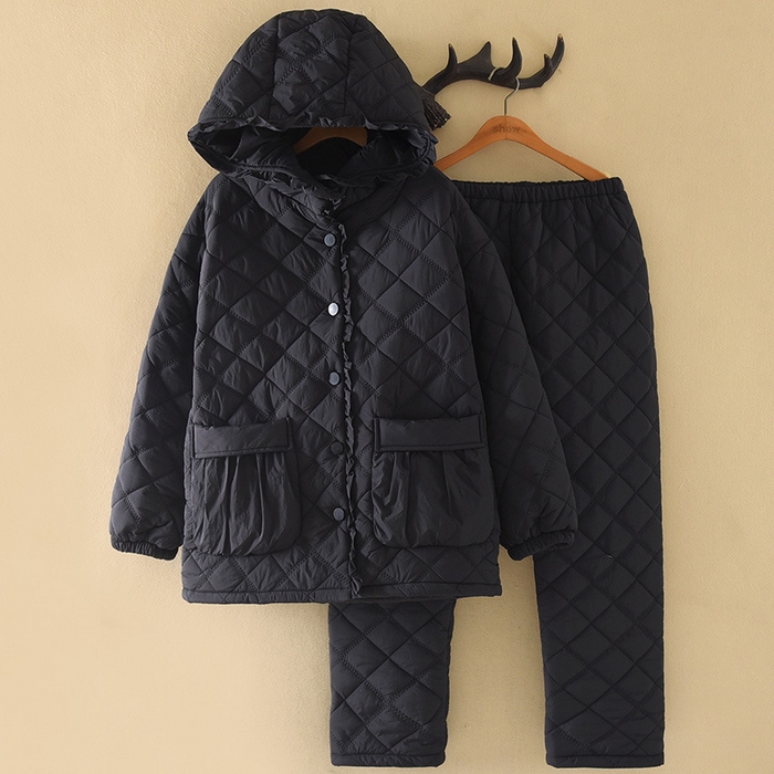 91家纺网 家纺一手货源 找家纺 （总）洛兰沙家居馆 2025新款只代发保暖轻盈防风防水夹棉冬天睡衣女冬季三层加厚女生法兰绒保暖家居服