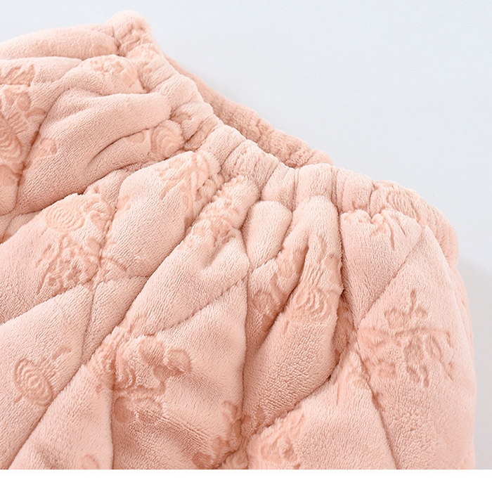 91家纺网 家纺一手货源 找家纺 （总）洛兰沙家居馆 2025新款只代发立领拉链睡衣女冬季毛领新中式中国风三层夹棉加厚时尚家居服套装