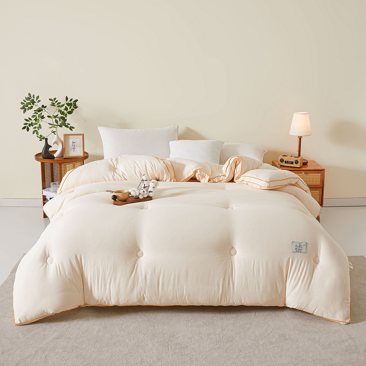 91家纺网 家纺一手货源 找家纺 （总）仁凯家纺 2025新款简约立体滚边100%新疆棉花被冬被春秋被学生被被子被芯