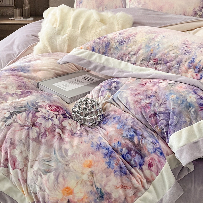 91家纺网 家纺一手货源 找家纺 （总）至爱今生 2025新款色织提花四件套-紫锦