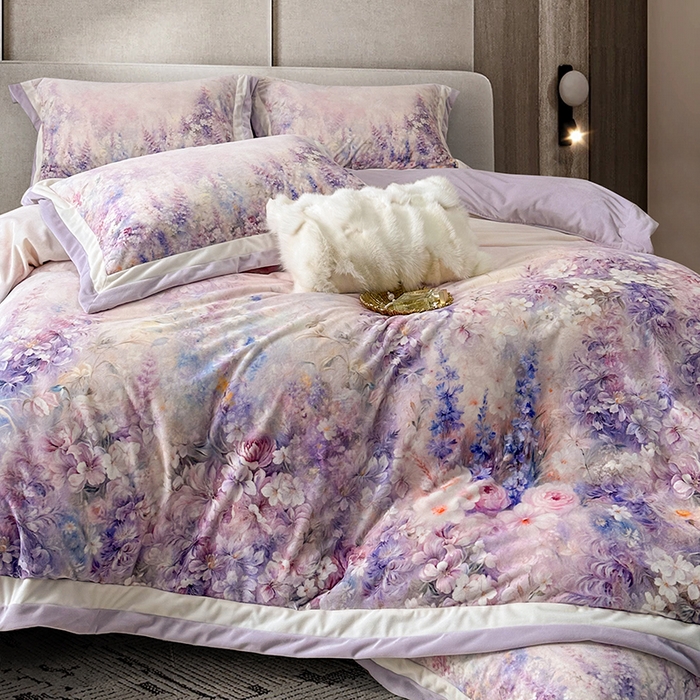 91家纺网 家纺一手货源 找家纺 （总）至爱今生 2025新款色织提花四件套-紫锦