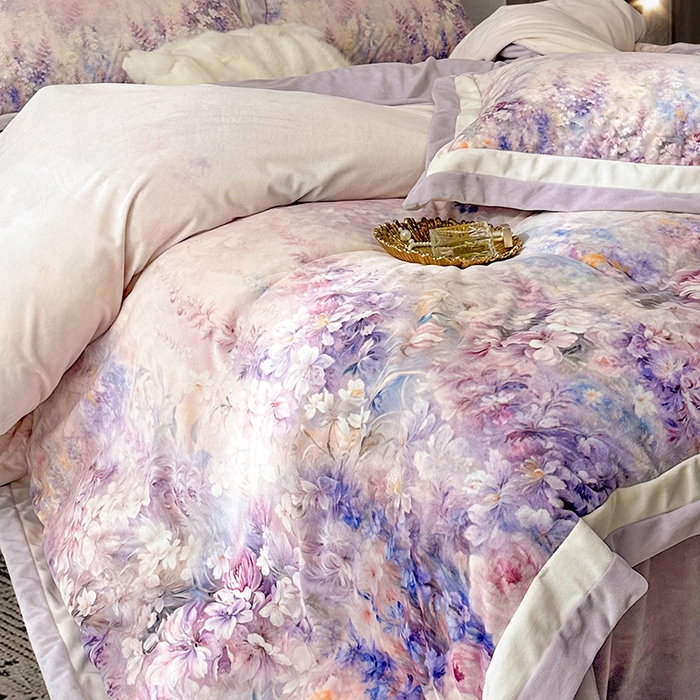 91家纺网 家纺一手货源 找家纺 （总）至爱今生 2025新款色织提花四件套-紫锦