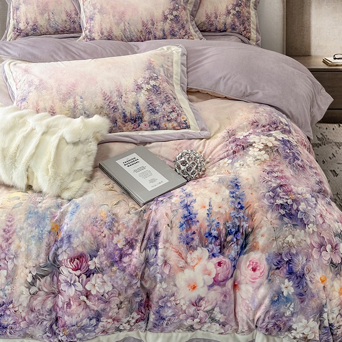 91家纺网 家纺一手货源 找家纺 （总）至爱今生 2025新款色织提花四件套-紫锦