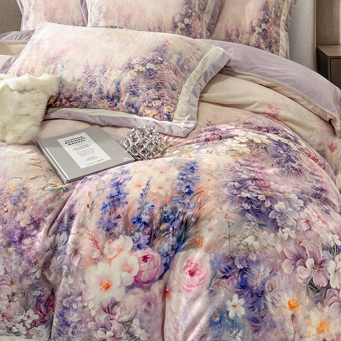 91家纺网 家纺一手货源 找家纺 （总）至爱今生 2025新款色织提花四件套-紫锦