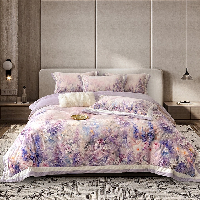 91家纺网 家纺一手货源 找家纺 （总）至爱今生 2025新款色织提花四件套-紫锦