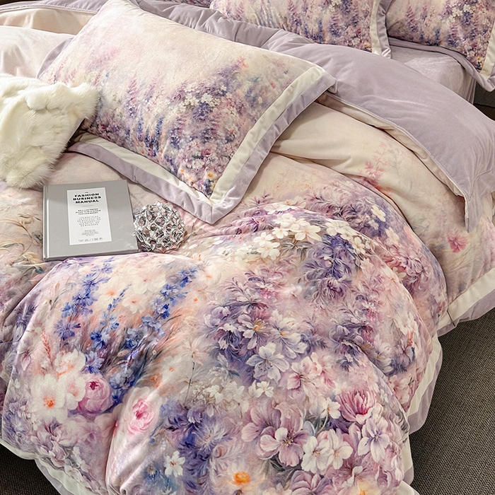 91家纺网 家纺一手货源 找家纺 （总）至爱今生 2025新款色织提花四件套-紫锦