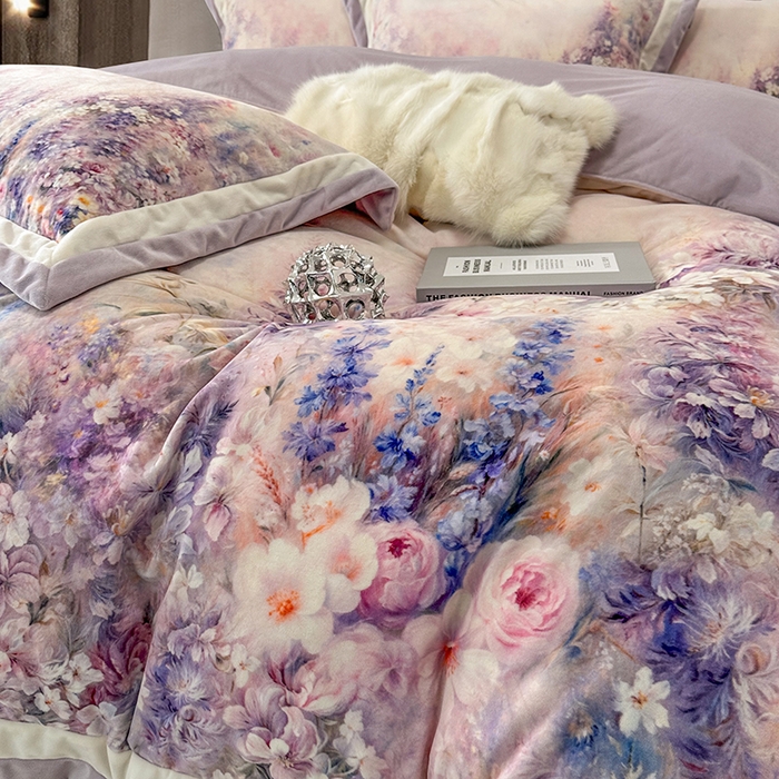 91家纺网 家纺一手货源 找家纺 （总）至爱今生 2025新款色织提花四件套-紫锦