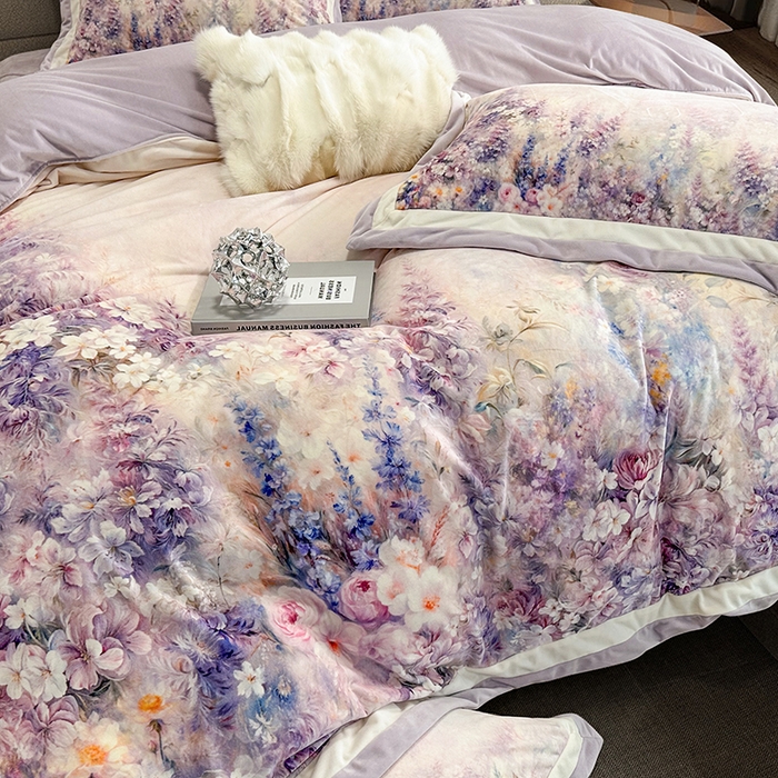 91家纺网 家纺一手货源 找家纺 （总）至爱今生 2025新款色织提花四件套-紫锦