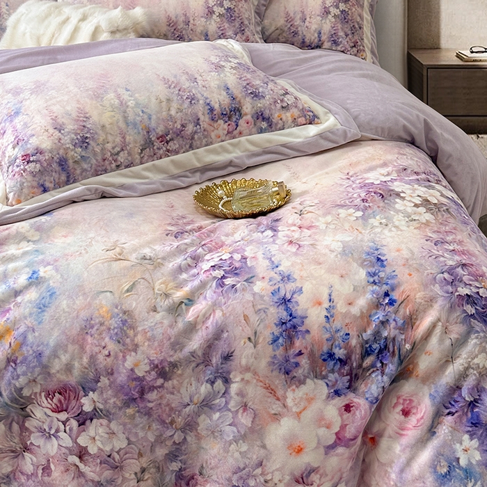 91家纺网 家纺一手货源 找家纺 （总）至爱今生 2025新款色织提花四件套-紫锦