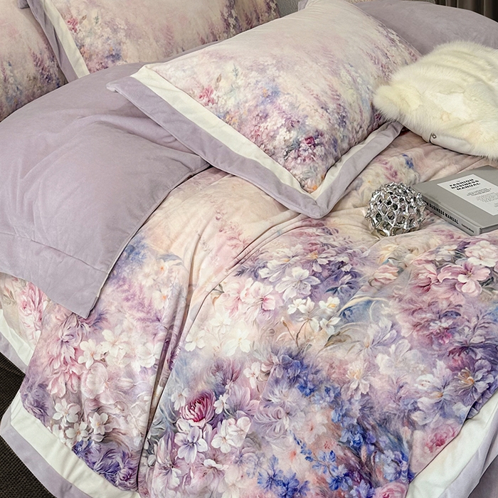 91家纺网 家纺一手货源 找家纺 （总）至爱今生 2025新款色织提花四件套-紫锦