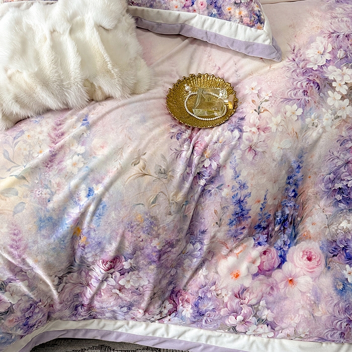 91家纺网 家纺一手货源 找家纺 （总）至爱今生 2025新款色织提花四件套-紫锦