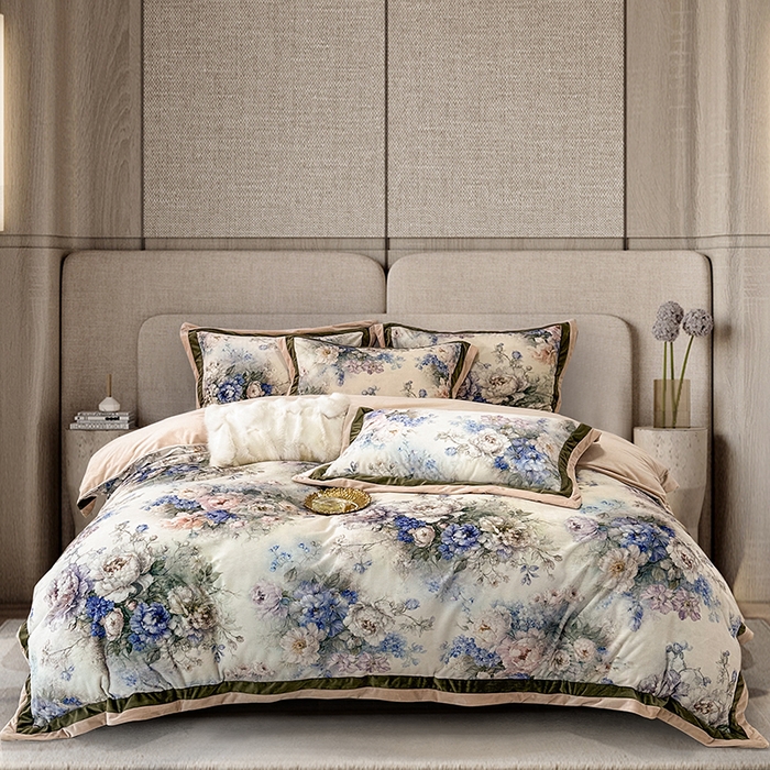 91家纺网 家纺一手货源 找家纺 （总）至爱今生 2025新款色织提花四件套-晚澄