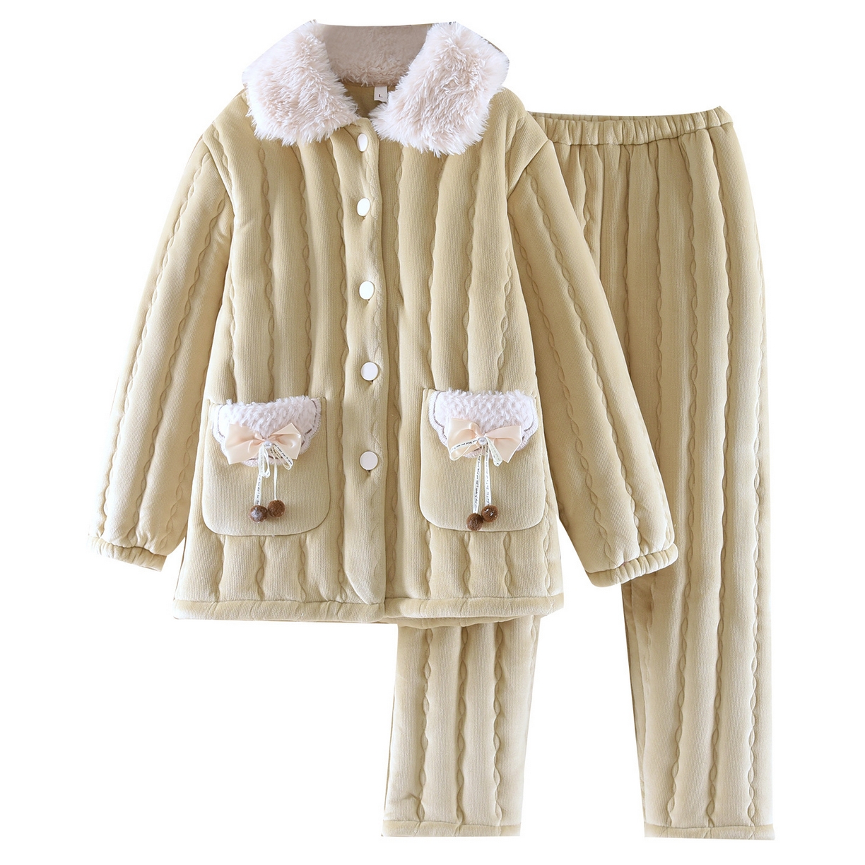 91家纺网 家纺一手货源 找家纺 （总）洛兰沙家居馆 2025新款只代发法兰绒女士加厚珊瑚绒加绒三层夹棉秋冬天睡衣女冬季家居服可外穿