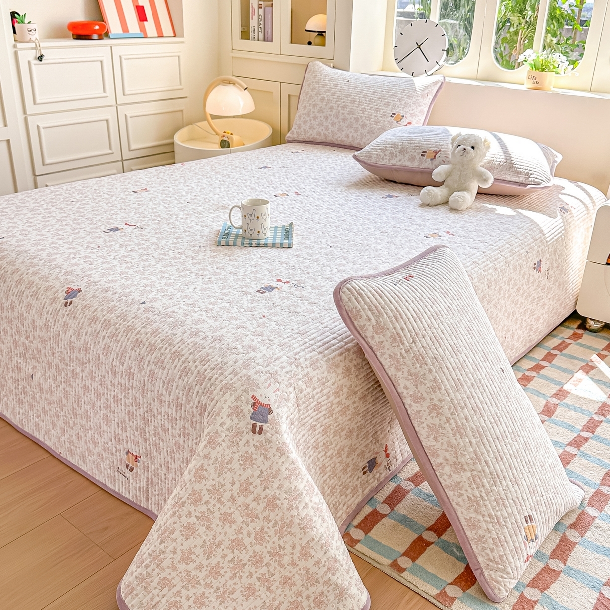 91家纺网 家纺一手货源 找家纺 （总）橘夏家纺 2025新款A全棉B宝宝绒版双面多功能夹棉加厚床盖炕盖三件套学生婴儿床垫盖毯褥子四季通用（含买家秀）