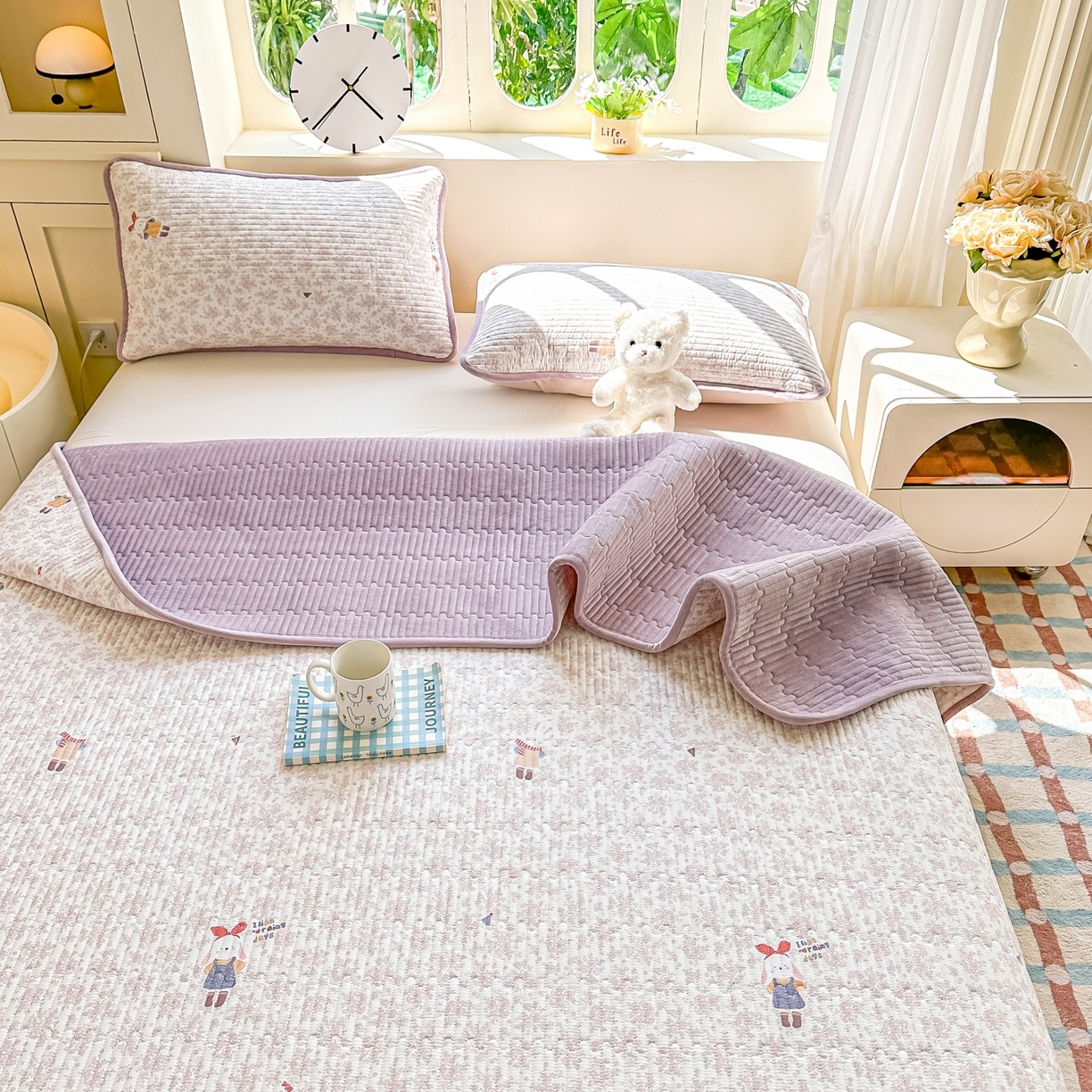 91家纺网 家纺一手货源 找家纺 （总）橘夏家纺 2025新款A全棉B宝宝绒版双面多功能夹棉加厚床盖炕盖三件套学生婴儿床垫盖毯褥子四季通用（含买家秀）