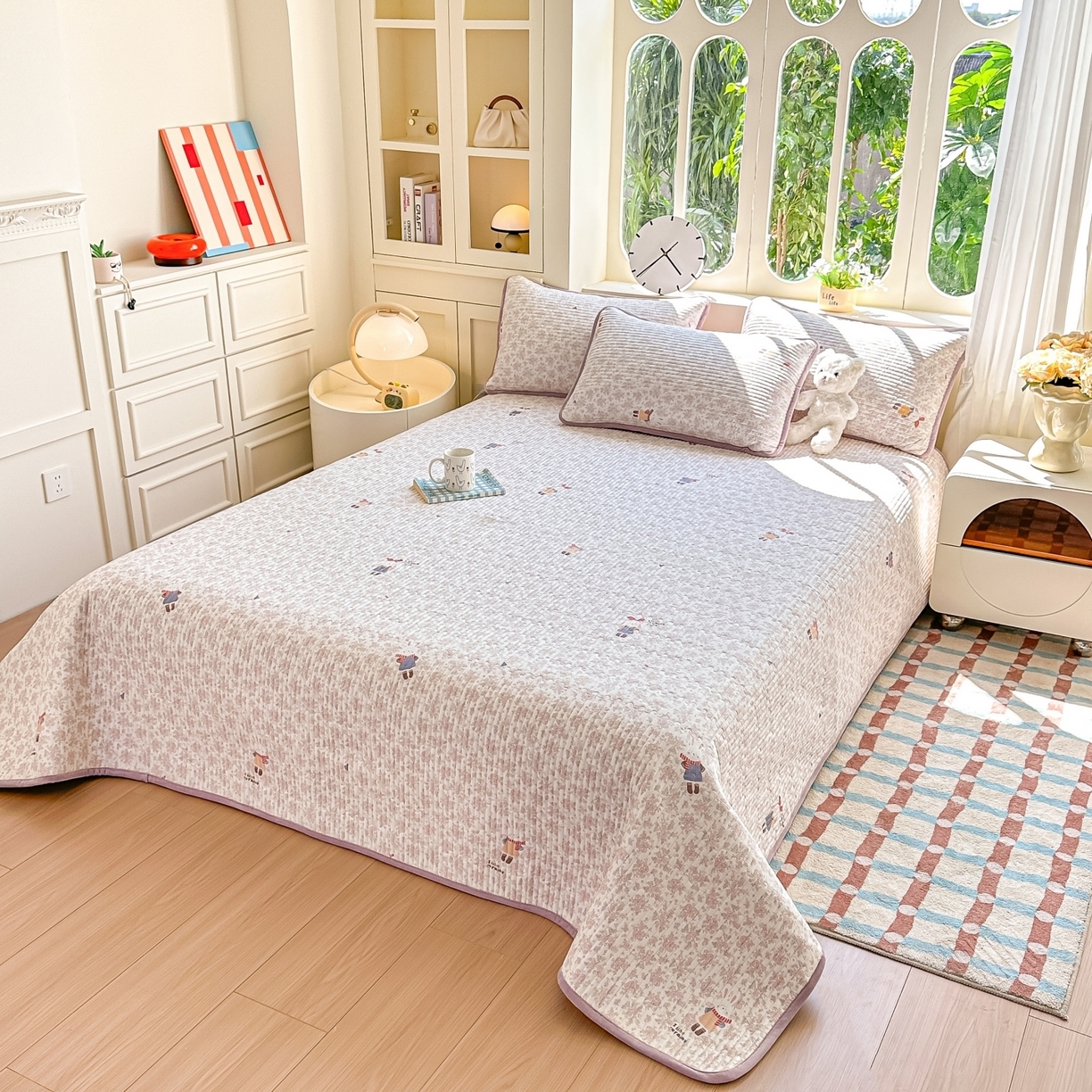 91家纺网 家纺一手货源 找家纺 （总）橘夏家纺 2025新款A全棉B宝宝绒版双面多功能夹棉加厚床盖炕盖三件套学生婴儿床垫盖毯褥子四季通用（含买家秀）