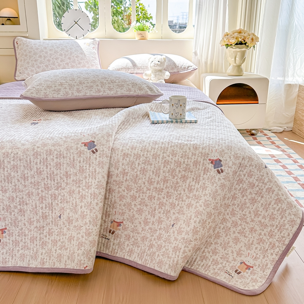 91家纺网 家纺一手货源 找家纺 （总）橘夏家纺 2025新款A全棉B宝宝绒版双面多功能夹棉加厚床盖炕盖三件套学生婴儿床垫盖毯褥子四季通用（含买家秀）