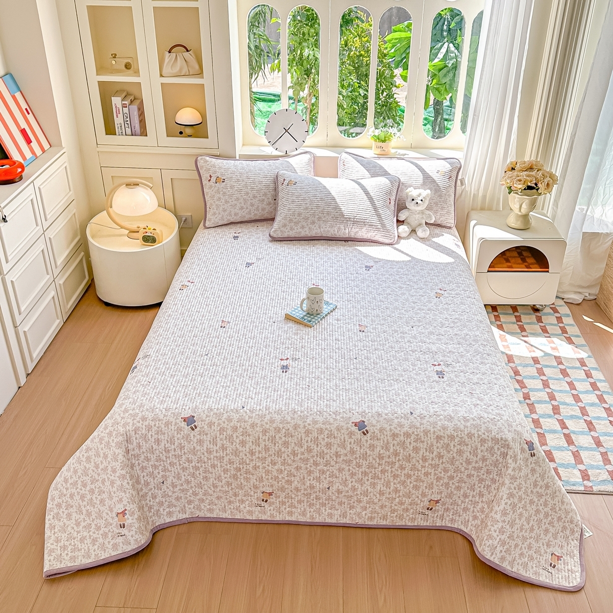 91家纺网 家纺一手货源 找家纺 （总）橘夏家纺 2025新款A全棉B宝宝绒版双面多功能夹棉加厚床盖炕盖三件套学生婴儿床垫盖毯褥子四季通用（含买家秀）