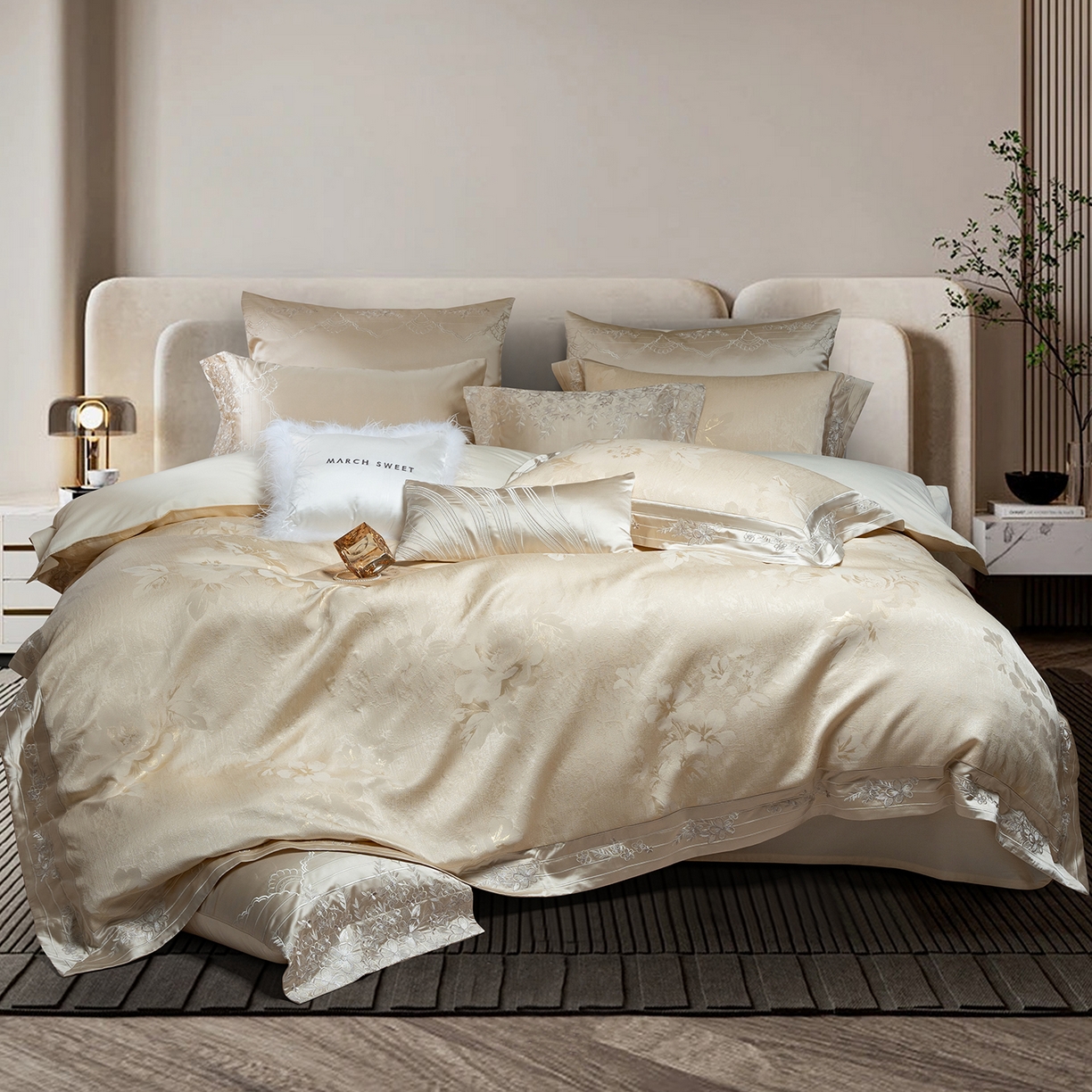 91家纺网 家纺一手货源 找家纺 （总）至爱今生 2025新款色值提花四件套-安吉莉娜