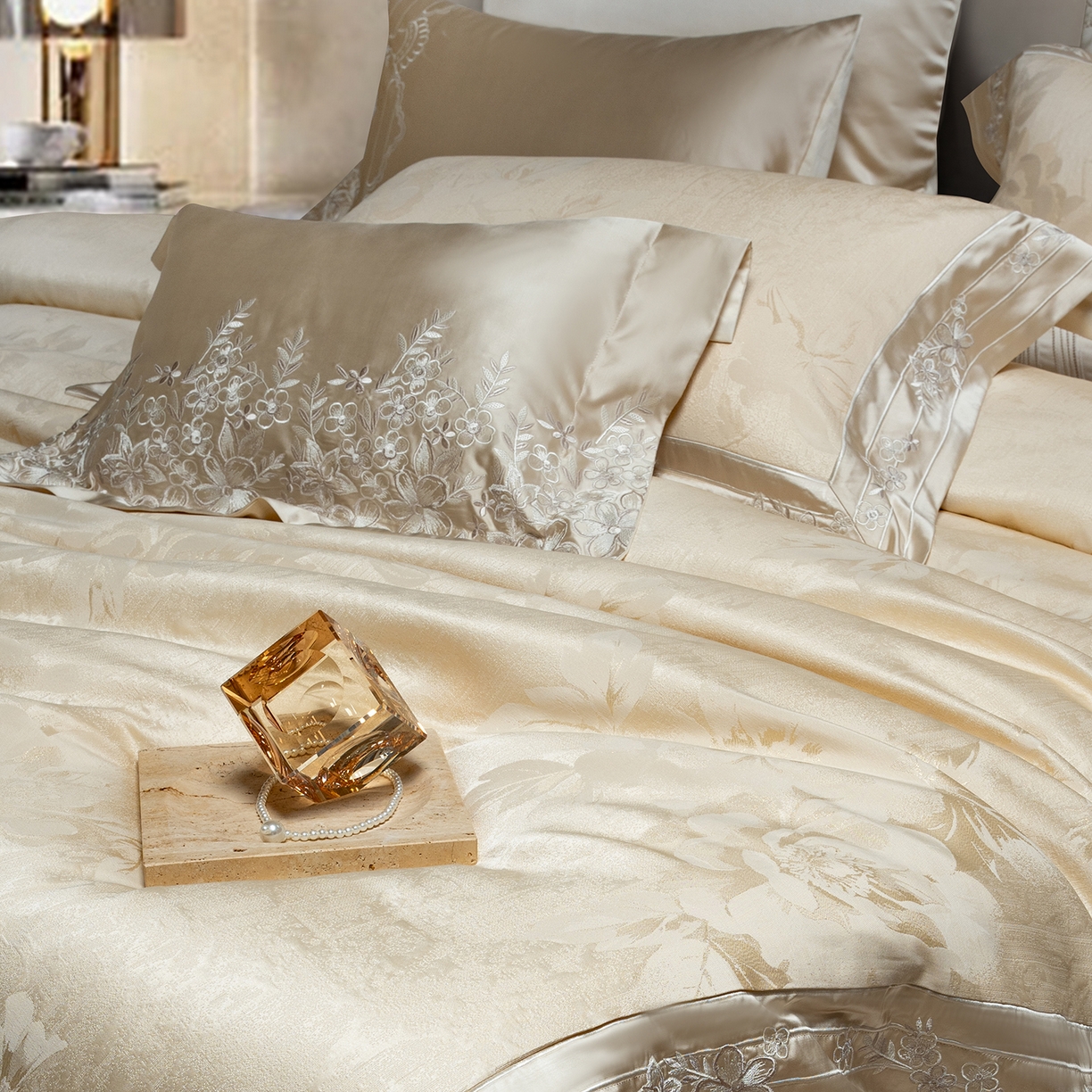 91家纺网 家纺一手货源 找家纺 （总）至爱今生 2025新款色织提花四件套-花梦假期