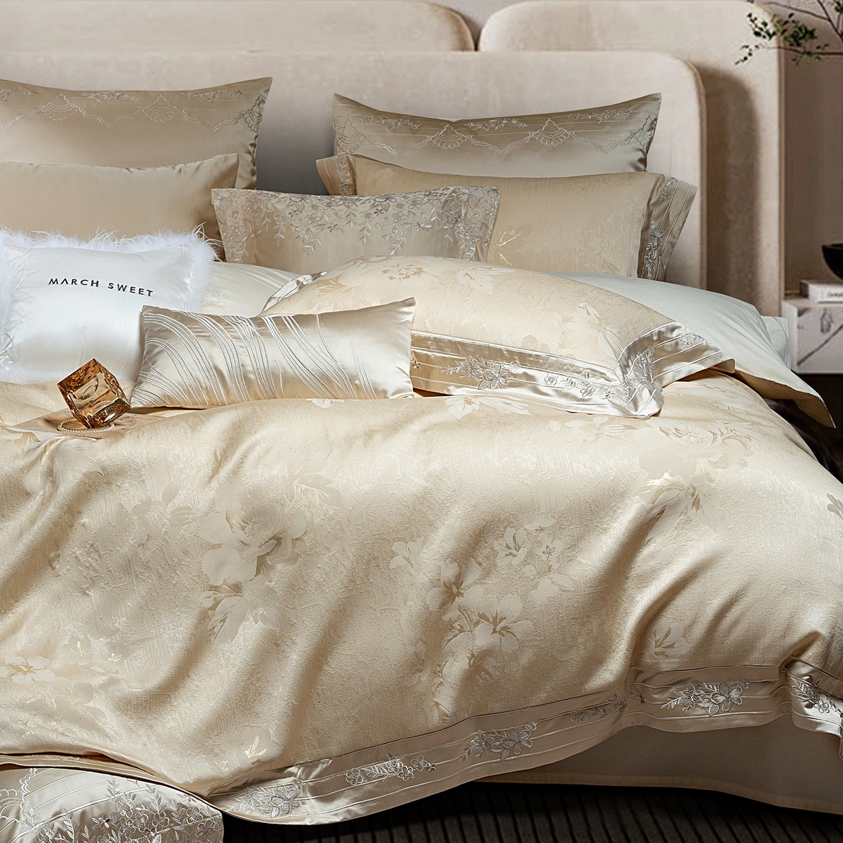 91家纺网 家纺一手货源 找家纺 （总）至爱今生 2025新款色织提花四件套-花梦假期